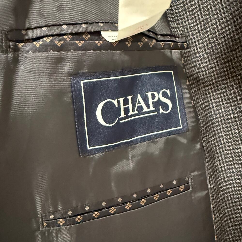 Chaps Men's Mini Houndstooth Two Buttons Sportscoat Blazer Jacket Size 44R - Picture 6 of 10